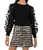 Tween Diva Big Girls Three-Dimensional-Butterfly-Sleeve Top & Patterned A-Line Skirt Set, Color:Black - Image 5
