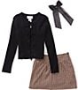 Tween Diva Big Girls Long-Sleeve Solid Cardigan & Printed Skirt Set - Image 1