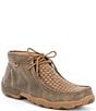 Color:Tan - Image 1 - Men's Driving Woven Moccasin Lace Up