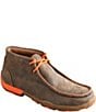 Color:Brown/Neon Orange - Image 1 - Men's Driving Leather Chukka Moccasins