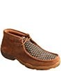 Color:Brown - Image 1 - Men's Driving Woven Leather Chukka Moccasins