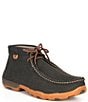 Color:Charcoal - Image 1 - Men's Leather Lace-Up Chukka Driving Moccasins