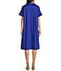 tyler boe Addie Polished Cotton Funnel Collar Short Sleeve Dress, Color:Dazzling Blue - Image 2
