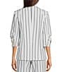 Color:Black/White/Seaside Bermuda Stripe - Image 2 - Cooper Bermuda Stripe Notch Lapel Collar 3/4 Sleeve Coordinating Button Front Jacket