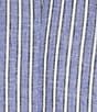 Color:Bermuda Blue - Image 4 - Cooper Bermuda Stripe Print Notch Lapel Collar 3/4 Sleeve Coordinating Button Front Jacket