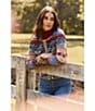 tyler boe Daniella Multi Pattern Scoop Neck Long Sleeve Cardigan, Color:Multi - Image 5