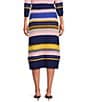 tyler boe Georgie Mix Stitch Coordinating Stripe Straight Midi Skirt, Color:Multi - Image 2