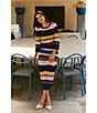 tyler boe Georgie Mix Stitch Coordinating Stripe Straight Midi Skirt, Color:Multi - Image 5
