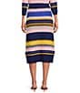 tyler boe Georgie Mix Stitch Coordinating Stripe Straight Midi Skirt, Color:Multi - Image 2