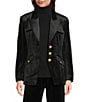 tyler boe Goldie Velvet Point Collar Long Sleeve Blazer, Color:Black - Image 2
