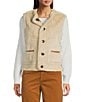 tyler boe Highland Crew Neck Patch Pocket Reversible Sherpa Sleeveless Vest, Color:Chestnut - Image 5
