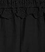 Color:Black - Image 3 - Jessica Eyelet Ruffled Round Neck Cap Puff Sleeve Smocked Midi A-Line Dress