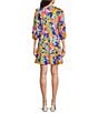 Color:Multi - Image 2 - Karlie Monet Floral Print Ruffle Trim Split V-Neck 3/4 Cuffed Sleeve Tiered A-Line Dress