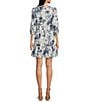 Color:Multi - Image 2 - Karlie Toile Print Ruffle Collar V-Neck 3/4 Ruched Sleeve A-Line Dress
