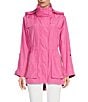 Color:Cheeky Pink - Image 4 - Newport Stand Collar Long Roll Sleeve Zipper Detail Rain Slicker Jacket