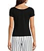 Color:Black - Image 2 - Perry Organic Cotton Stretch Knit Boat Neck Cap Sleeve Tee