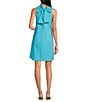 Color:Seaside - Image 2 - Stella Linen Blend Mock Ruffle Neck Tie Back High-Low A-Line Dress