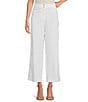 Color:White - Image 1 - Victoria Twill Woven Wide-Leg Ankle Pants