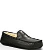 Color:Black Leather - Image 1 - Men's Ascot Leather Slippers