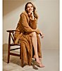 UGG Aarti Hooded Plush Fleece Long Cozy Robe, Color:Chestnut - Image 5