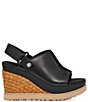 Color:Black - Image 2 - Abbot Leather Adjustable Slingback Platform Wedge Sandals