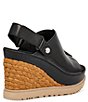 Color:Black - Image 3 - Abbot Leather Adjustable Slingback Platform Wedge Sandals