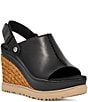 Color:Black - Image 1 - Abbot Leather Adjustable Slingback Platform Wedge Sandals