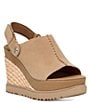Color:Sand - Image 1 - Abbot Adjustable Suede Platform Wedge Sling Sandals