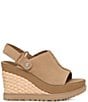Color:Sand - Image 2 - Abbot Adjustable Suede Platform Wedge Sling Sandals