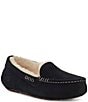 Color:Black - Image 1 - Ansley Water-Resistant Suede Wool Lined Slippers