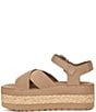 Color:Sand - Image 4 - Aubrey Ankle Suede Platform Espadrille Sandals