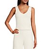 Color:Cream - Image 1 - UGG® Cozy Sweater Knit Scoop V-Neck Coordinating Dulcie Tank Top