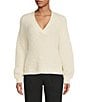 Color:Plaster - Image 1 - UGG® Dreeann Plush Fleece Wool Blend V-Neck Long Sleeve Pullover