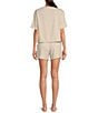 UGG Emaryld Peached Knit Short Sleeve Tee & Cargo Short Lounge Set, Color:Oatmeal Heather - Image 2