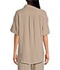 Color:Putty - Image 2 - Embrook Cotton Gauze Chest Pocket Button-Front Notch Collar Coordinating Lounge Top