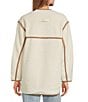 UGG Emmersyn UGGBraid Long Sleeve V-Neck Plush Fleece Snap-Front Jacket, Color:Cream - Image 3