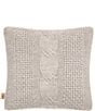 Color:Oyster - Image 1 - Erie Cable Knit and Faux Fur Pillow