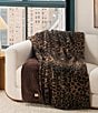 UGG Everett Black Leopard Print Faux Fur Reversible Throw Blanket - Image 3