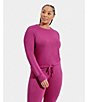 Color:Solferino Pink Heather - Image 4 - UGG® Gable Solid Brushed Knit Crew Neck Sweatshirt & Jogger Lounge Set