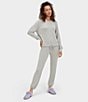 Color:Grey Heather - Image 3 - UGG® Gable Solid Brushed Knit Crew Neck Sweatshirt & Jogger Lounge Set