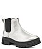 Color:Silver Metallic - Image 1 - Girls' Ashton Chelsea Metallic Leather Boots (Youth)