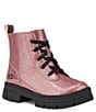 Color:Glitter Pink - Image 1 - Girls' Ashton Lace Up Glitter Boots (Youth)