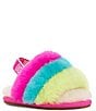 Color:Natural Multi - Image 1 - Girls' Fluff Yeah Logo Detail Slide Slipper Crib Shoes (Infant)