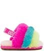 Color:Natural Multi - Image 2 - Girls' Fluff Yeah Logo Detail Slide Slipper Crib Shoes (Infant)