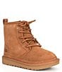 Color:Chestnut - Image 1 - UGG® Kids' Neumel Suede Lace-Up Water Resistant Boots (Youth)