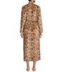 Color:Live Oak Leopard - Image 2 - UGG® Leopard Print Long Sleeve Double Fleece Long Wrap Marlow Cozy Robe