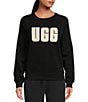Color:Black/Cream - Image 1 - UGG® Madeline Fuzzy Logo Long Sleeve Coordinating Lounge Sweatshirt