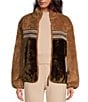 Color:CHBI - Image 1 - Marlene Faux Fur Braided Full Zip Pocketed Jacket