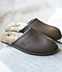 Color:Tan - Image 5 - Men's Scuff Leather Slippers