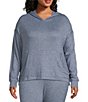 Color:Navy Heather - Image 1 - UGG® Plus Size Elettra Solid Brushed Knit Long Sleeve Coordinating Lounge Hoodie